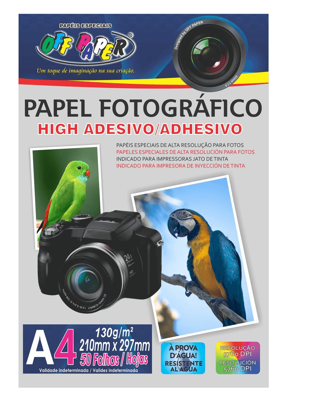 Papel Fotográfico High Adesivo 50 Folhas 130 gramas Brilhoso - Off paper