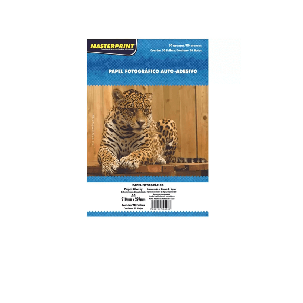 Papel Fotográfico Glossy Auto-Adesivo 20 Folhas 80 gramas Brilhoso - Masterprint