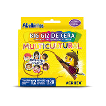 Giz de Cera Big Multicultural 12 Cores Tom de Pele e Cabelo 09122 - Acrilex