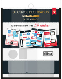 Bloco de Adesivos Decorados Metalizados 12 Folhas West Village 31697 - TILIBRA
