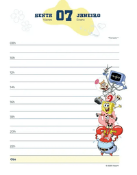 Agenda Diária 352 Pág. 2026 Bob Esponja 133x178mm - Jandaia
