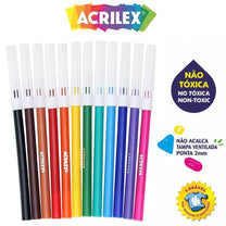 CANETINHAS HIDROGRÁFICAS 12 CORES - ACRILEX
