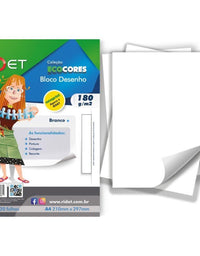 Bloco Desenho Eco Cores Branco 20 Folhas 180g/m² A4 210x297mm - Novaprint
