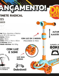 Patinete Radical Luzes e Som Azul DMR6809AZ - DM Toys
