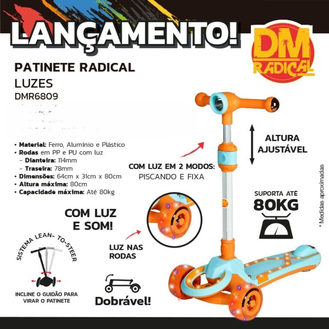 Patinete Radical Luzes e Som Azul DMR6809AZ - DM Toys