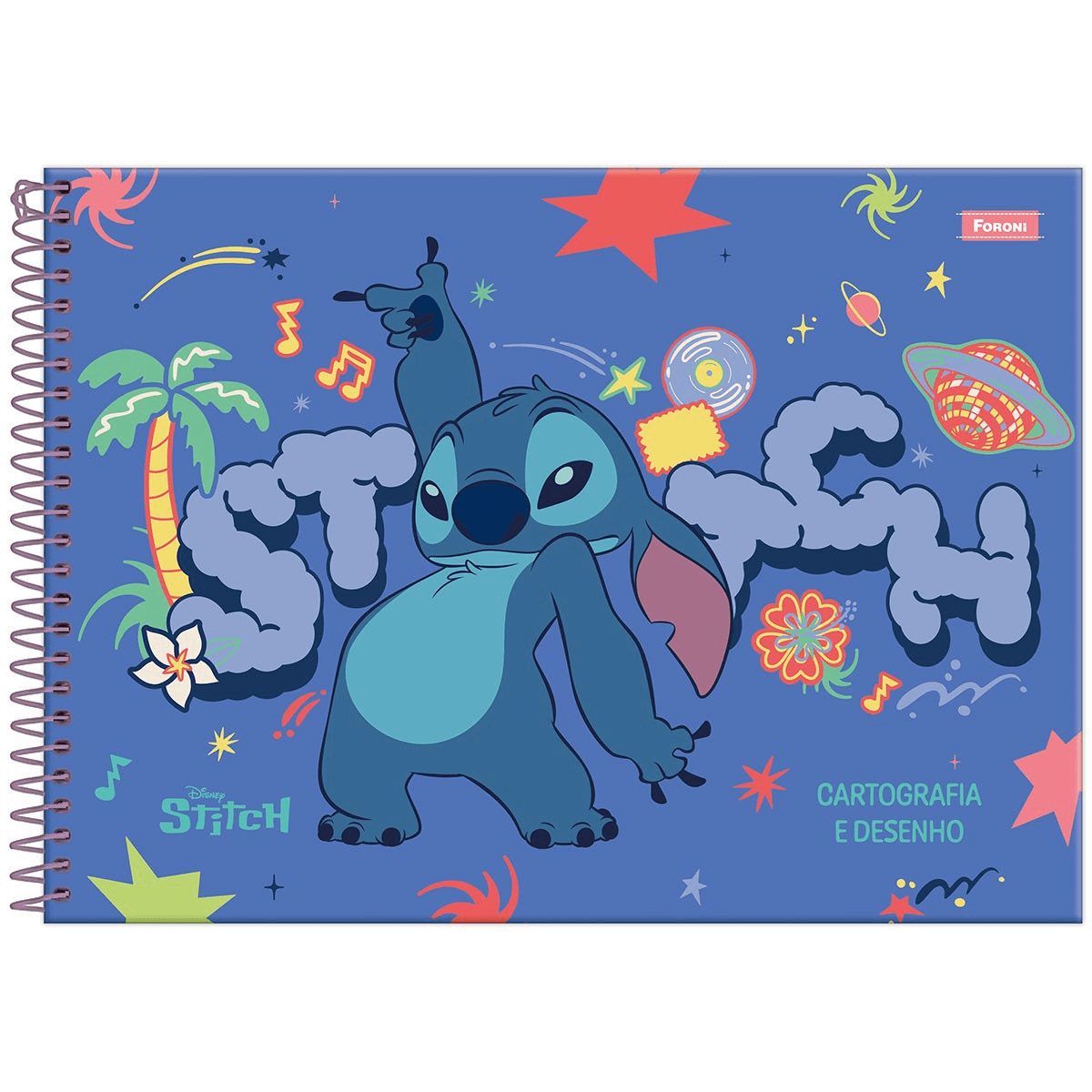 Caderno Cartografia Capa Dura Stitch 80 Fls. 336527 - Foroni
