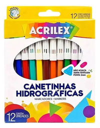 CANETINHAS HIDROGRÁFICAS 12 CORES - ACRILEX
