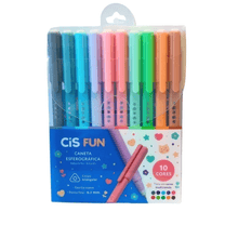 Caneta Esferográfica Fun 10 Cores Ponta 0.7mm 57156 - CIS