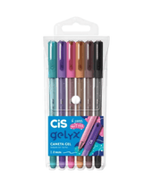 Caneta Gelyx Gel Glitter 6 Cores Ponta 1.0mm 57119 - Cis