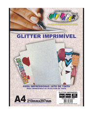 Papel Glitter Imprimível Branco 250g/m² com 10 folhas  - Off Paper
