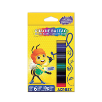 Tinta Guache Bastão 6 Cores 10g. Cada 02007 - Acrilex