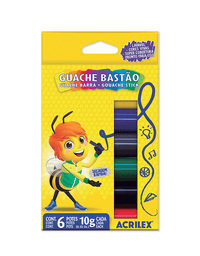 Tinta Guache Bastão 6 Cores 10g. Cada 02007 - Acrilex
