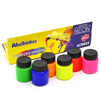Tinta Guache Neon 6 cores 15 ml cada 01006 - Acrilex