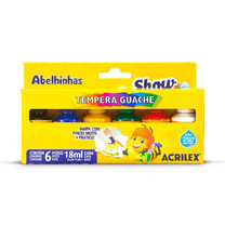 Tinta Guache Pincel 6 Cores 18 ml Cada 02005 - Acrilex