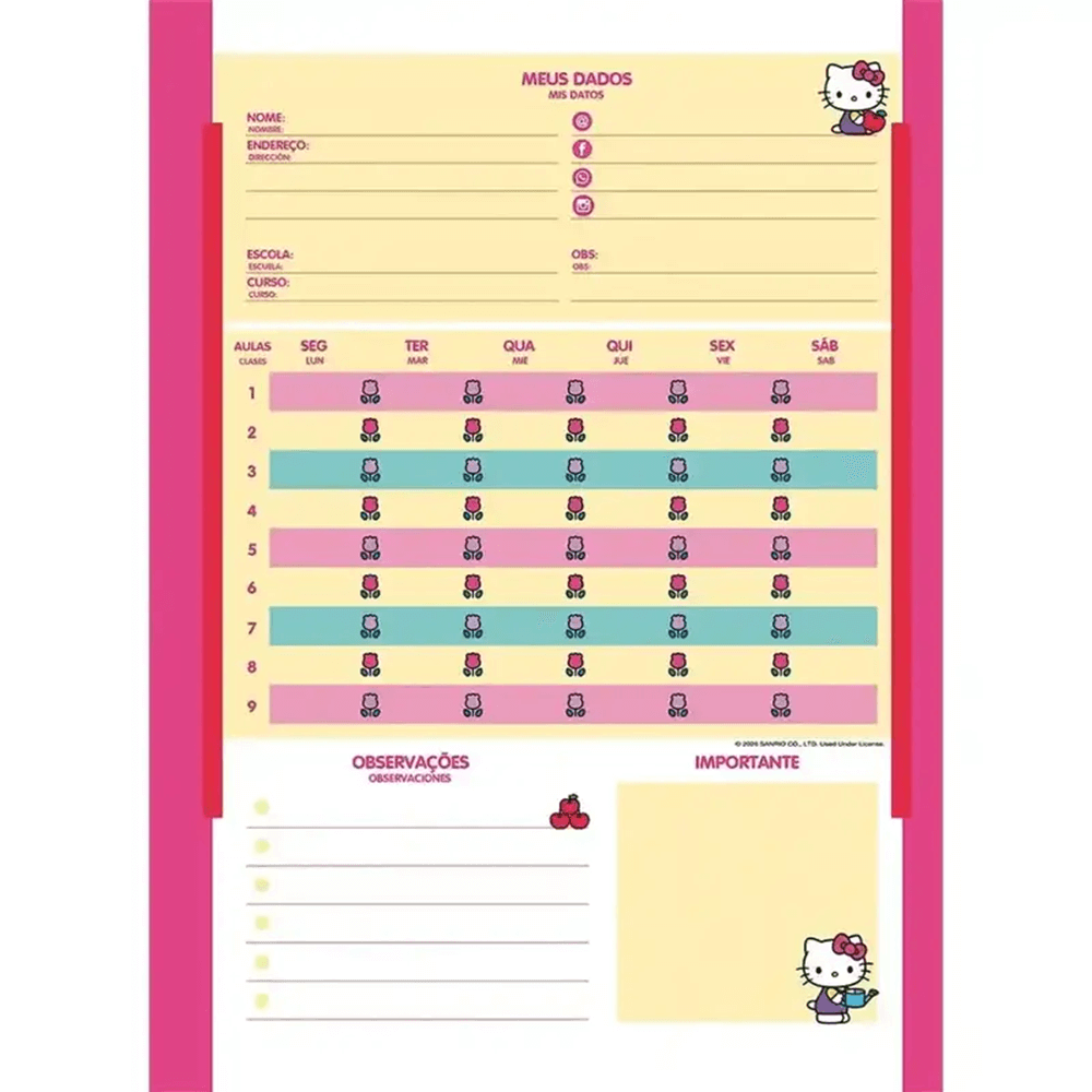 Caderno Universitário 10 Matérias 160 Fls Hello Kitty 72986 - Jandaia
