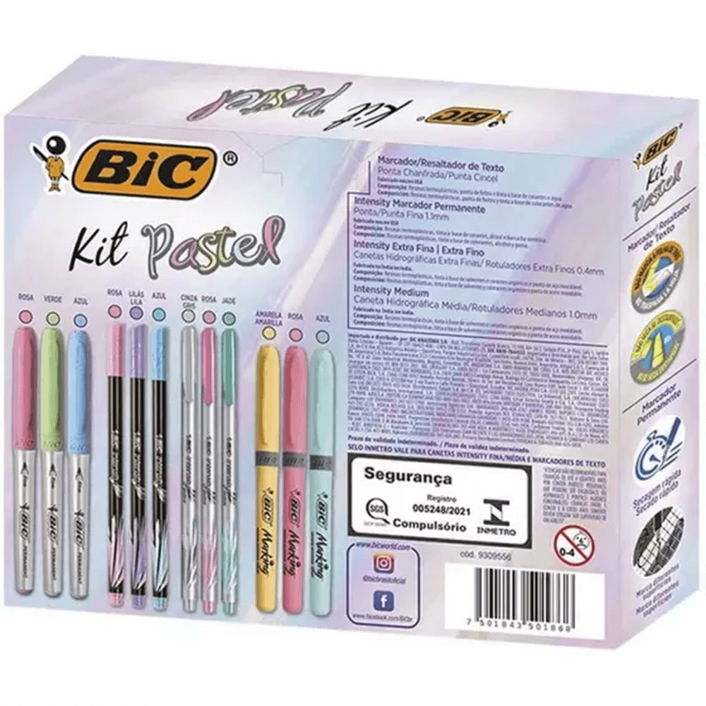 Marcadores Kit Escolar Pastel com 12 Itens 9309556 - Bic