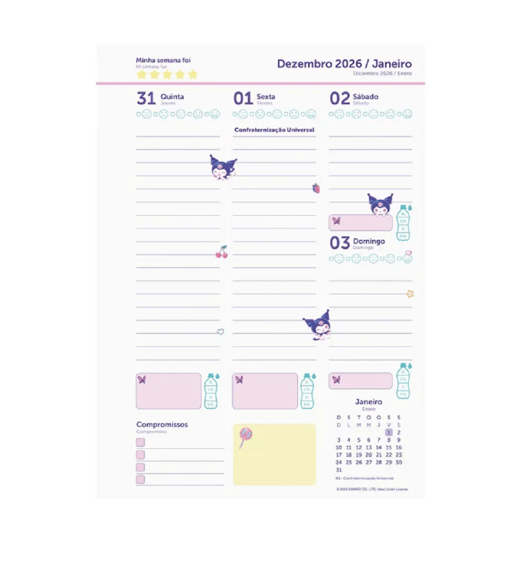Agenda Planner Kuromi 2027 160 Pág. 75g/m² 78206 - Jandaia