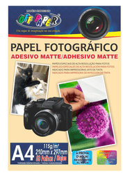 Papel Fotográfico Adesivo Matte 50 Folhas 115 gramas - Off paper
