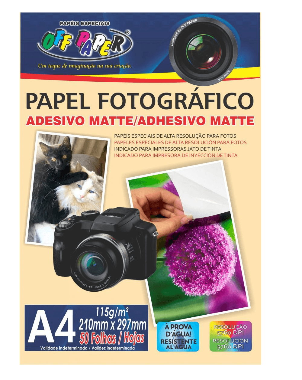 Papel Fotográfico Adesivo Matte 50 Folhas 115 gramas - Off paper