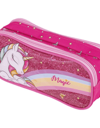 Mochila de Rodinha + Lancheira Térmica + Estojo c/ 2 Divisórias Unicórnio - BRW
