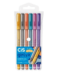 Caneta Gel Gelyx Matálica 6 Cores Ponta 1.0mm 57118 - Cis
