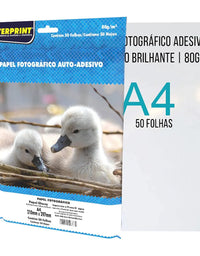 Papel Fotográfico Glossy Auto-Adesivo 50 Folhas 80 gramas Brilhoso - Masterprint
