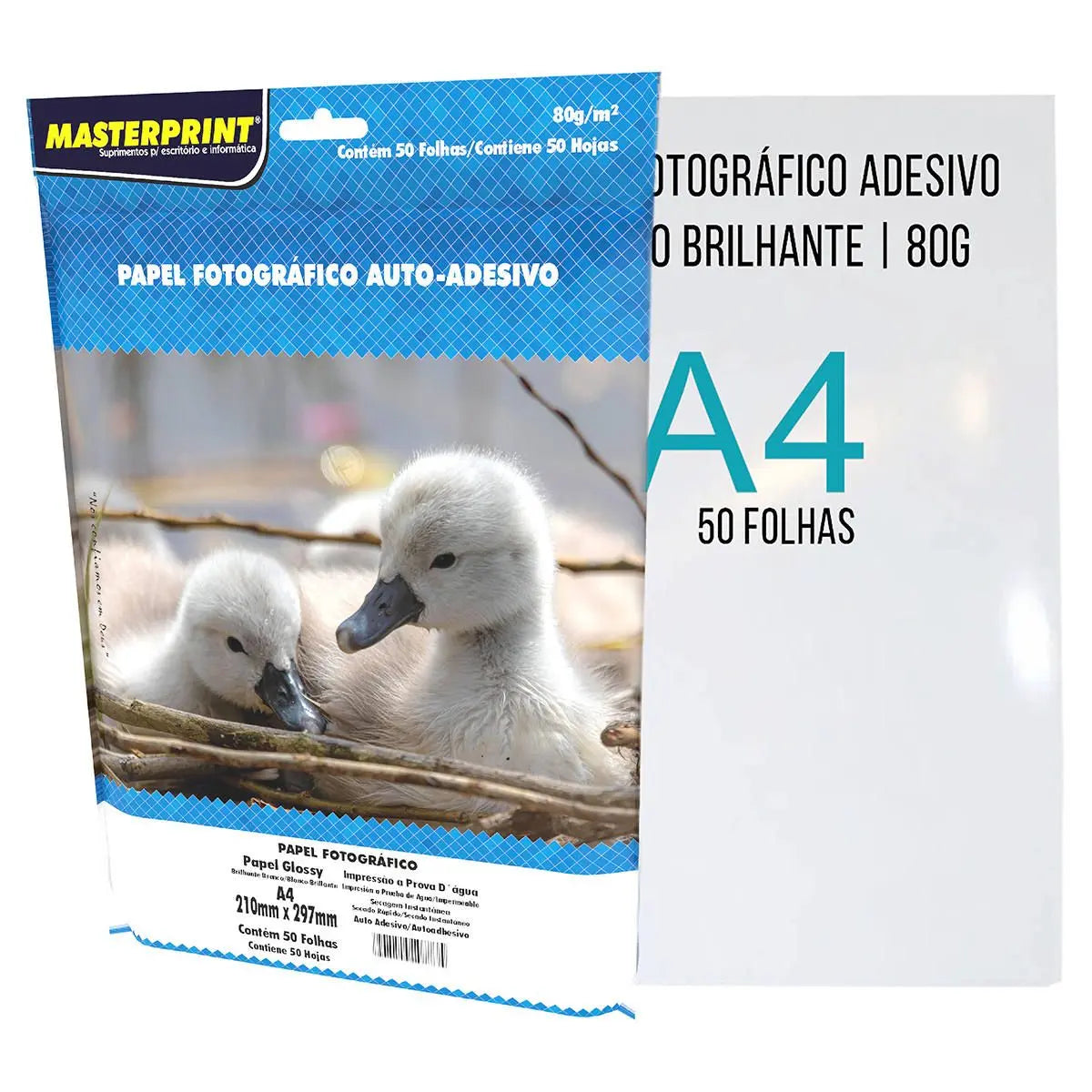 Papel Fotográfico Glossy Auto-Adesivo 50 Folhas 80 gramas Brilhoso - Masterprint