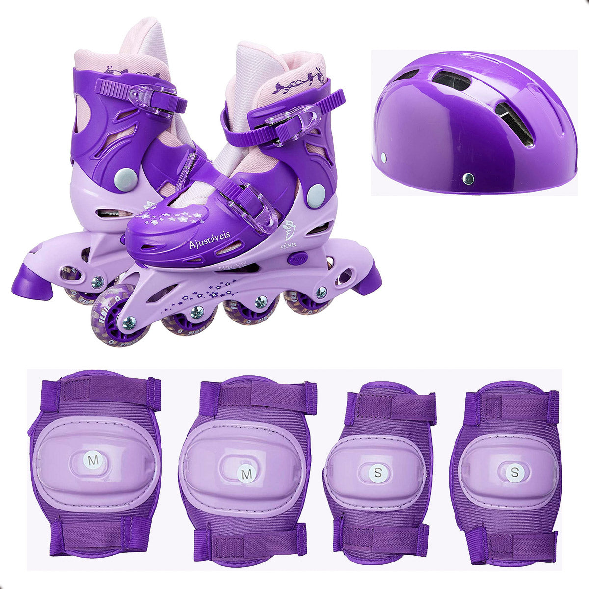 Patins Roxo Ajustável 38 ao 41 Com Acessórios AD-01RX - Fenix