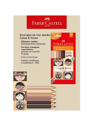 Lápis de Cor Bicolor Caras & Cores Tom Pele 12 Cores Jumbo 125006CC - Faber-Castell
