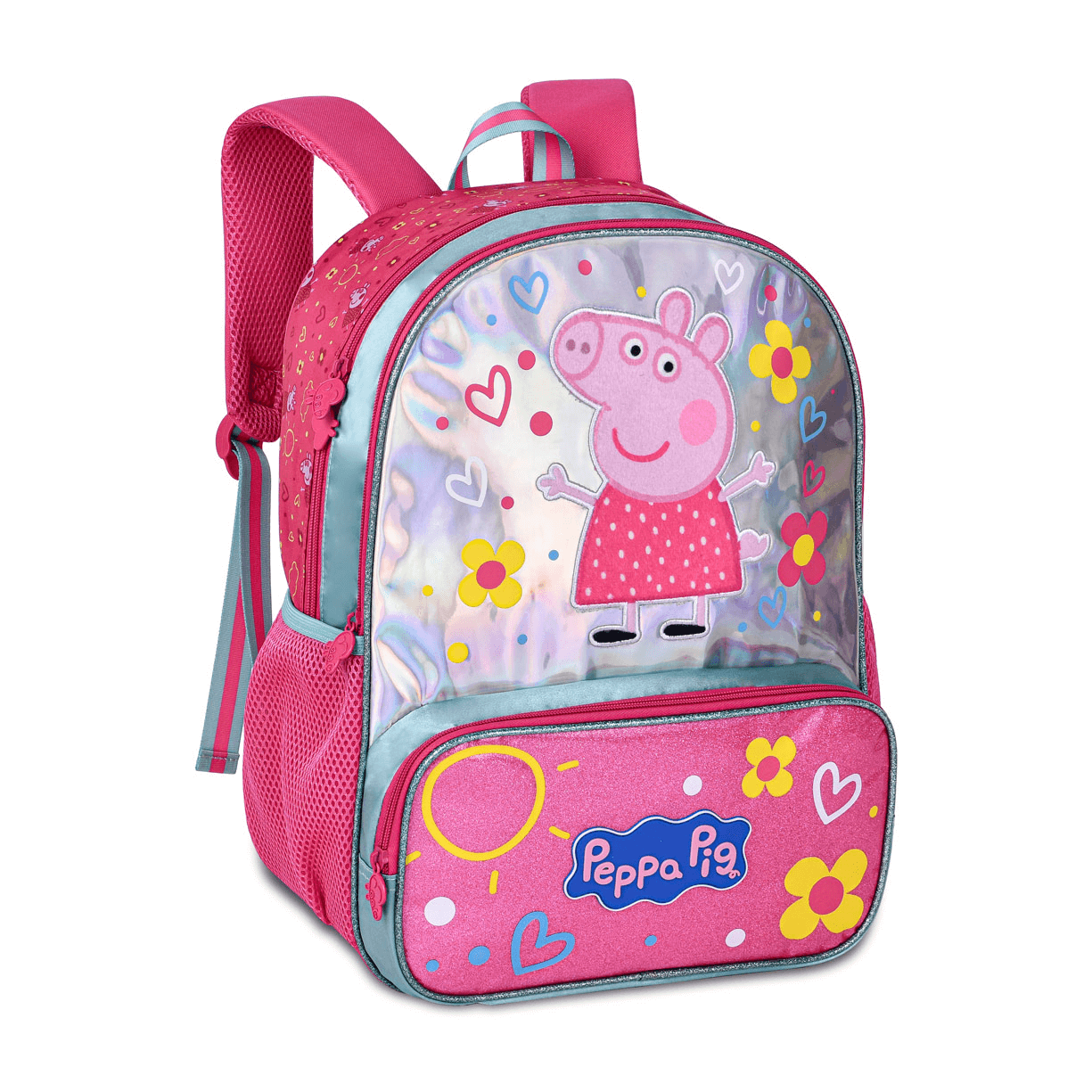 Mochila Costa Infantil Grande Peppa Pig Holográfico PP26314J - Clio Style