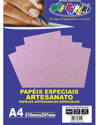 Papel Glitter Metalico Rosê Gold 250g/m² com 10 Folhas - Off Paper
