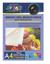 Vinil Adesivo Fosco Branco 10 Folhas 90g/m² - Off Paper

