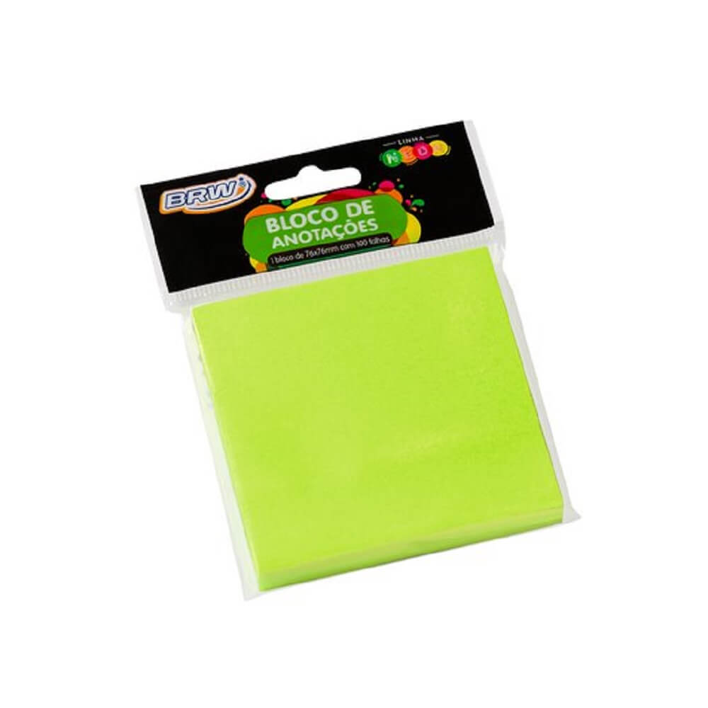 Bloco Smart Notes 76X76MM Verde Neon 100fl BA7674 - BRW