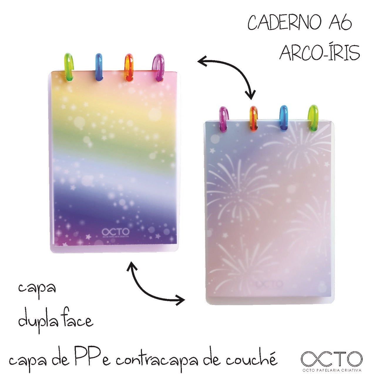 Caderno de Disco  Arco Iris  A6 80 folhas CA6PP-001 - OCTO