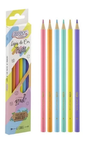 Lápis de Cor Sextavado de Madeira 6 Cores Pastel LP0006 - BRW