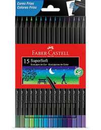 Lápis de Cor SuperSoft 15 Cores Tons Frios 120715SOFTCF - Faber Castell
