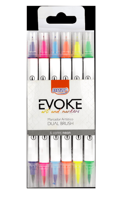 CANETAS DUAL BRUSH EVOKE 6 CORES VIBRANTES E SUPER MACIA BP1005 - BRW