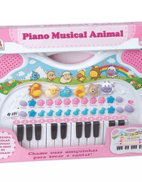 Piano Infantil Musical Animais Rosa 6408 Braskit
