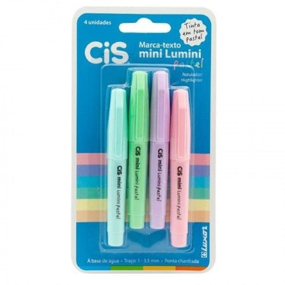 MARCA TEXTO MINI LUMINI TOM PASTEL 4 CORES - CIS