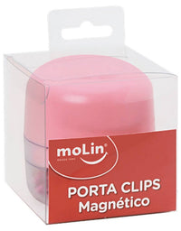 Porta Clips Magnético Rosa c/ 50 Clips 28mm 17855 - Molin
