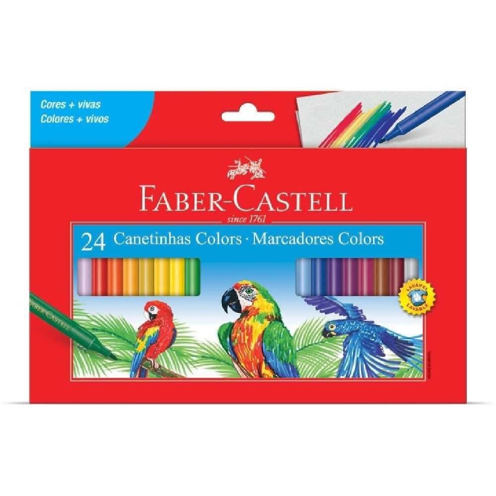 Caneta hidrográfica Canetinha estojo com 24 cores 15.0124CZF - Faber Castell