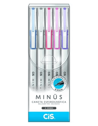 Caneta Esferográfica Estojo c/ 5 Cores Ponta 0.4mm 660008 - CIS
