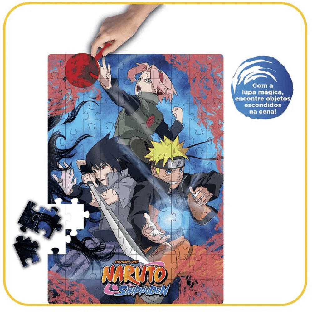 Puzzle Quebra Cabeça 100 Peças Lente Mágica Naruto Shippuden 1192 - Elka