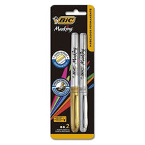 Marcador Permanente Marking Escrita Metálica 2 Unidades Prata/Dourado - BIC