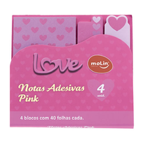 Bloco de Notas Adesivas Coleção Pink Love 4 Blocos 31594 - Molin