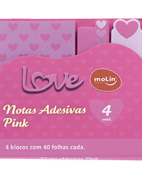 Bloco de Notas Adesivas Coleção Pink Love 4 Blocos 31594 - Molin
