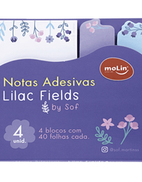 Bloco De Notas Adesivas 4 Blocos 40 fls. cada Lilac Fields by Sof 31687 - Molin
