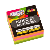 Bloco Smart Notes Quadrado 76x76mm Colorido Neon 400fls BA7676 - BRW