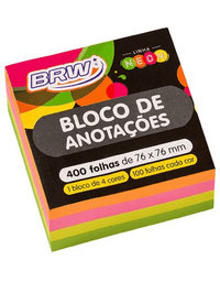 Bloco Smart Notes Quadrado 76x76mm Colorido Neon 400fls BA7676 - BRW
