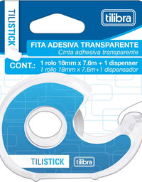 Fita Adesiva Transparente 18mm x 7m c/ Dispensador - Tilibra
